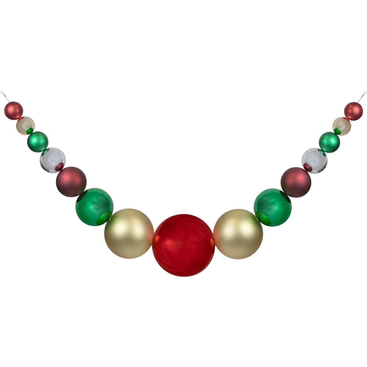 Northlight 6' Shiny and Matte Traditional Colors Shatterproof Ball Christmas Swag